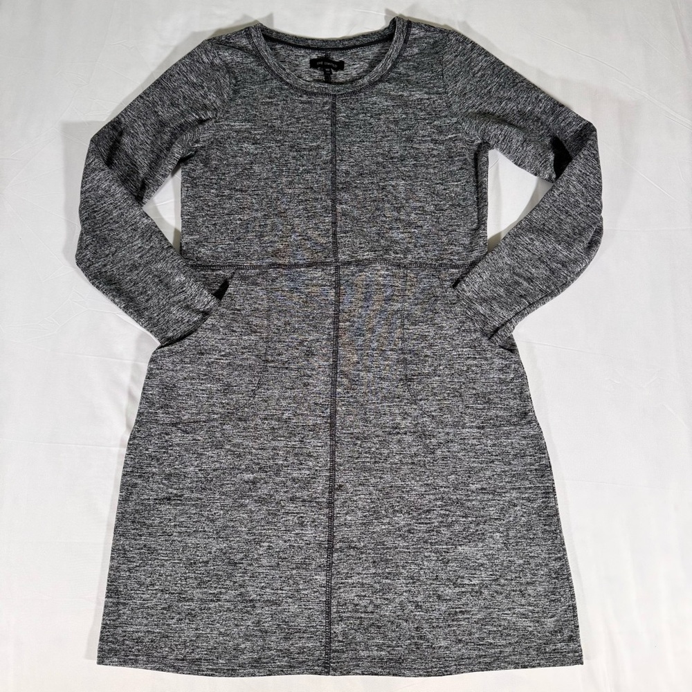The Limited Women's Sweater Dress Size S Gray Black Long Sleeve Pockets Knee Lth